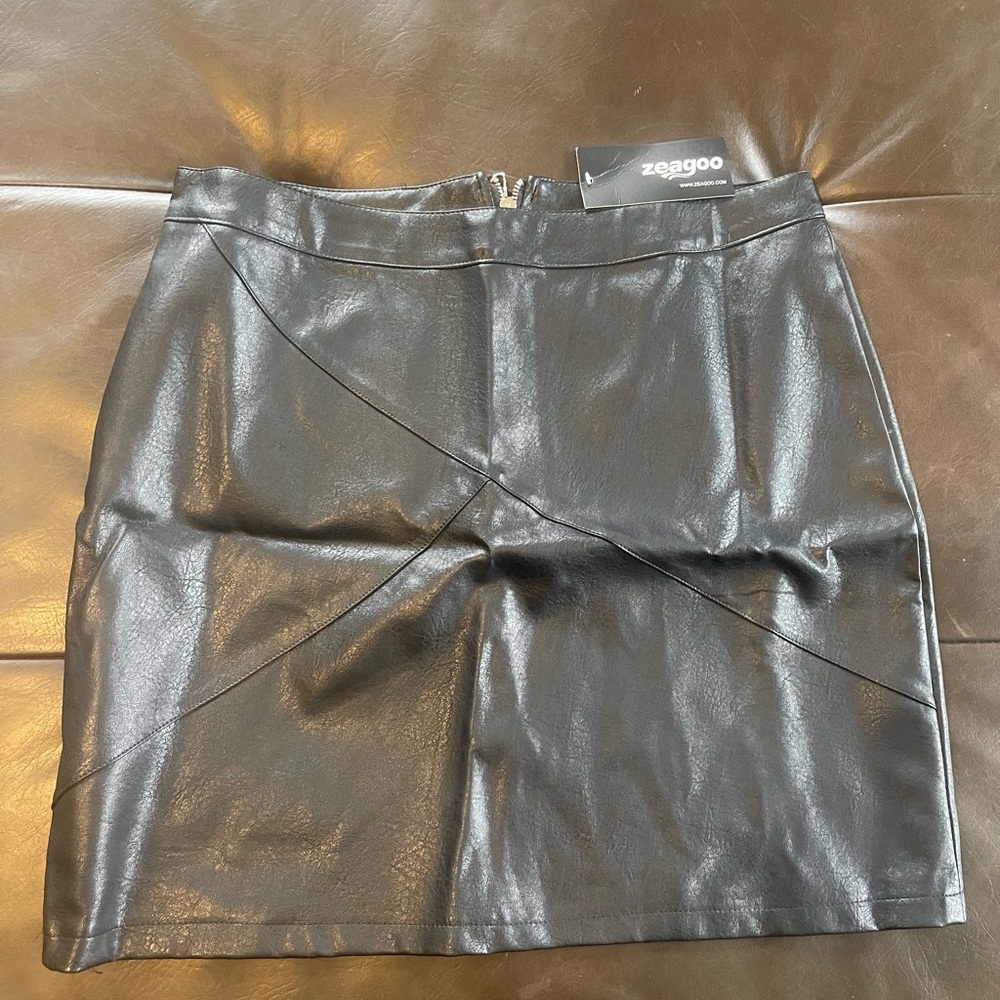 Black Faux Leather Skirt